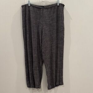 Eileen Fisher tan/Charcoal woven Cropped Pants